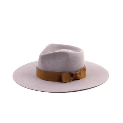 China 100% Custom Logo Color Brim Fedora Hats All Kind Of New Style Striped Wool Fedora Hat Wide for sale