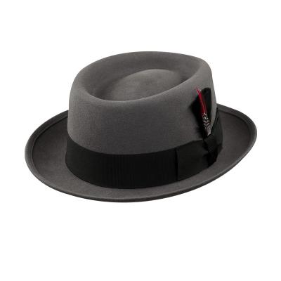 China Image LiHua 2021 Men Fedora Porkpies Wool Felt Hats Gray Color Fashion for sale