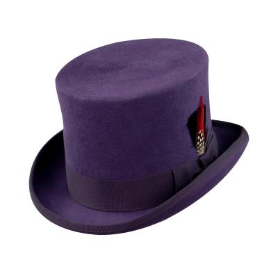 China LIHUA Hand Made 2021 High Quality Wholesale 100% Wool Felt Hat Purple Top Hats for sale