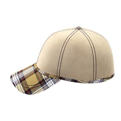 China Character LiHua Mens and Womens Baseball Hats Plaid Pattern Comfortable Custom Wool Felt Hats for sale