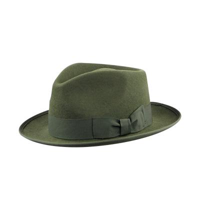 China Custom Felt Hat Green Character K LiHua Brim Wool Short Trilby Hat Wholesale Hats for sale