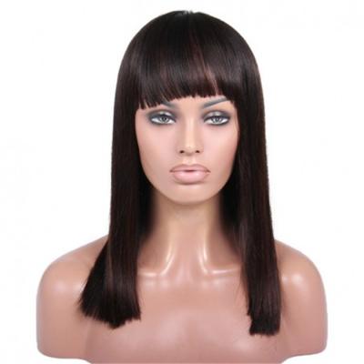 China Factory wholesale 360 ​​straight lace wig medium length bangs cut human hair wig natural hair quality China manufacture for sale