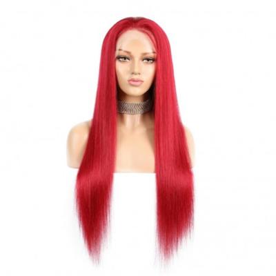 China Wholesale quality straight red hair 360 lace wig China factory wig natural hair for sale