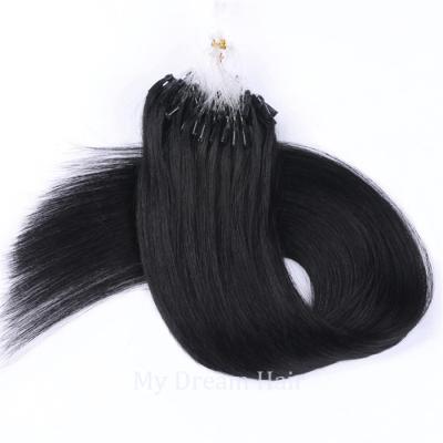 China Luxury Silky Straight Micro Ring Hair Extensions 1# Best Quality Raw 100% Remy Virgin Micro Loop Ring Hair Extension for sale