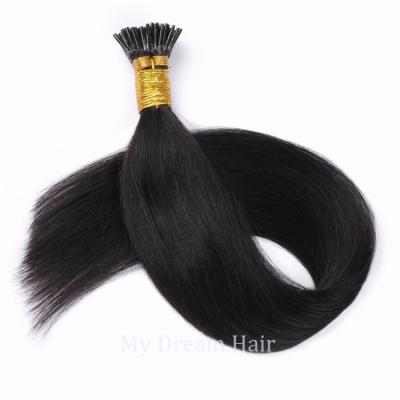 China Luxury Top Quality Silk Straight Hair Extensions 1b# I Tip Raw Virgin Cuticle Aligned I Tip Hair Extensions for sale