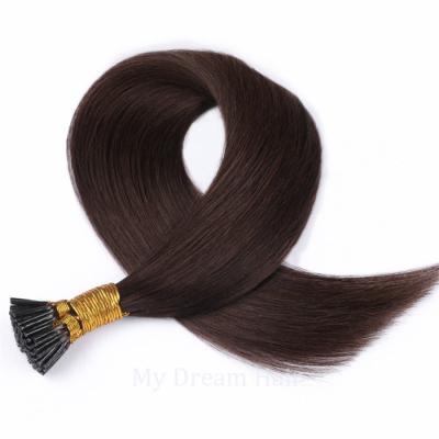 China Luxury Factory Wholesale Silk Straight Tip 2# I Hair Extensions Virgin Raw Cuticle Lined Me Tip Hair Extensions for sale