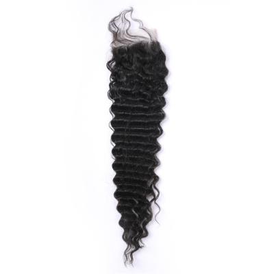 China 10inch-24inch Luxury Deep Wave Factory Closure 4x4 Human Hair 100% Wholesale Price Direct Sale For Black Women for sale