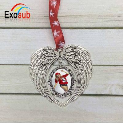 China Cute high quality sublimation blank oval angel wings ornaments for sublimation for sale