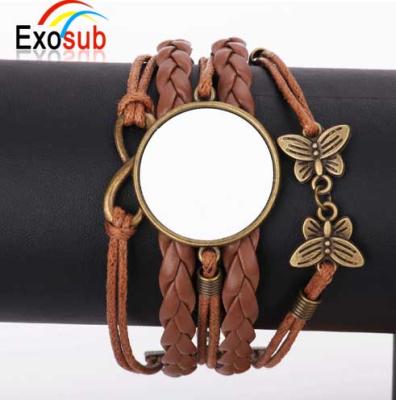 China Cute New Design Blank Wristband Sublimation With Brown Leather Strap for sale