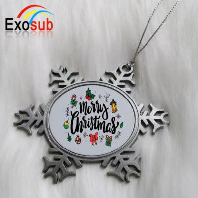 China Eco-Friendly Snowflake Christmas Outdoor Metal White Ornaments For Sublimation for sale