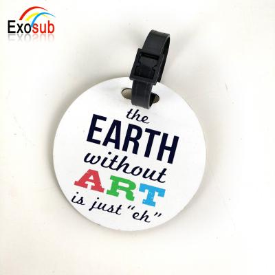 China Sublimation Eco - Friendly Blank Round MDF Luggage Tag For Suitcase for sale