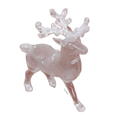 China White Transparent Acrylic Christmas Elk Window Decoration 14cm Hotel And Mall Table Ornaments for sale