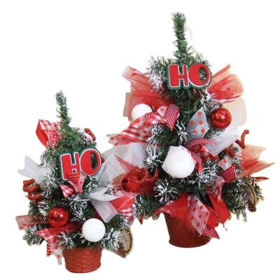 China Red and White Christmas Tree Bonsai Minimalist Christmas Tree Decorations Decorative Christmas Table Ornaments for sale