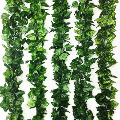 China Greenery Wedding Home Event Decoration Gift B Large Fake Hanging Green Plants Garland Plastic Grape Artificial Ivy Leaf Vine Climbing Trellis for sale