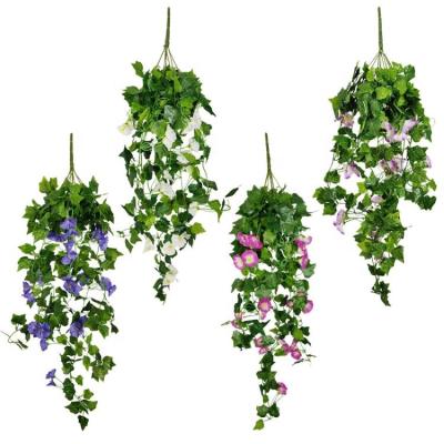 China Real Minimalist Morning Glory Flowers Hanging Touch Decoration Artificial Silk Flower for sale