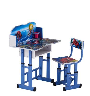 China Modern Cheap adjustable Kids Study Writing Desk Children Cartoon Learning Table and Chair set for sale