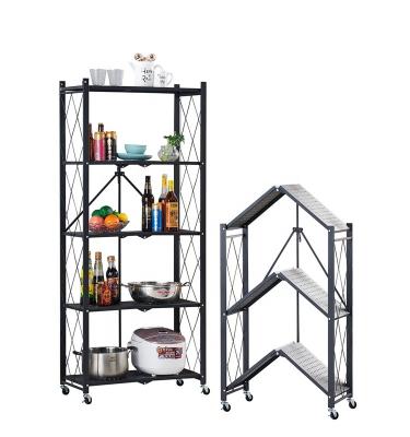 China Modern Foldable Kitchen Vegetable Round Floor Type Multi-layer Rotatable Storage Rack Shelf for sale