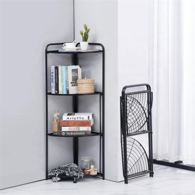 China Modern Rotating Multi-layer High Quality White Metal Kitchen Bathroom Corner Storage Shelves Rack for sale