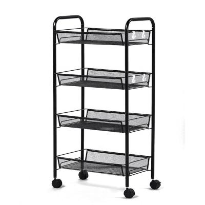 China Bathroom Carrito Metal Mesh Rolling Storage Cart 3 Tier Tool Cart With Handle and Lockable Wheels for sale