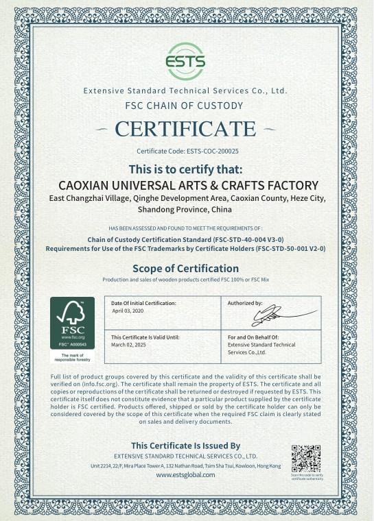 FSC - Caoxian Universal Arts & Crafts Co., Ltd.