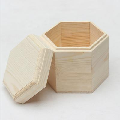 China Handmade Customized Small Natural Wooden Boxes With Hexagonal Trinket Boxes for sale