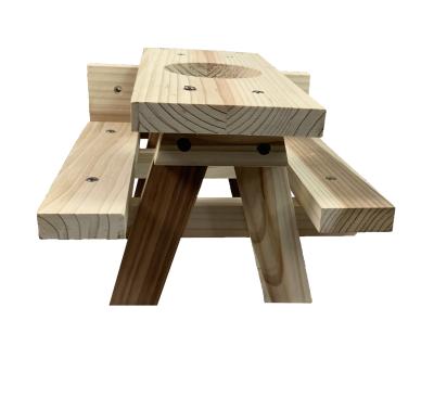 China - Solid Wood Fir Squirrel Picnic Table Feeder With Funny Seat Corn Cob Holder Outside Tree Fence Bench Feeders For Squirrels for sale