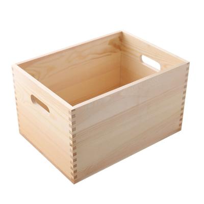 China Large Custom Wooden Trunk Wooden Storage Box Handmade Wooden Box With Handle Wooden Crate for sale