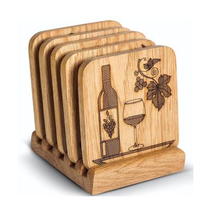 China Sustainable Wooden Coasters Set For Wooden Drinks Coaster Set With Storage Box for sale