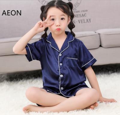 China QUICK DRY Kids Pajamas Set Satin Bridesmaids Short Sleeve Shorts Sleepwear For Summer for sale