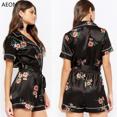 China Viable Ladies Print Jumpsuit Summer Floral Print Overalls And Rompers for sale