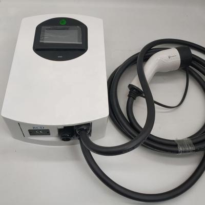 China 22KW 400V 32A wall box ev charger with 5m attached cables, type - 2 plug, touch screen and type B RCD for EV, OEM EA22S-T for sale