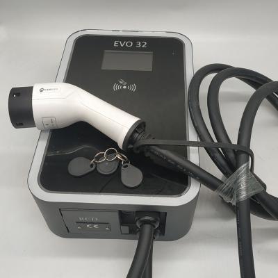 China 22KW 400V 32A wall box ev charger with attached 5m cables, type - 2 plug, type B RCD for EV, OEM EA22S-B-T for sale