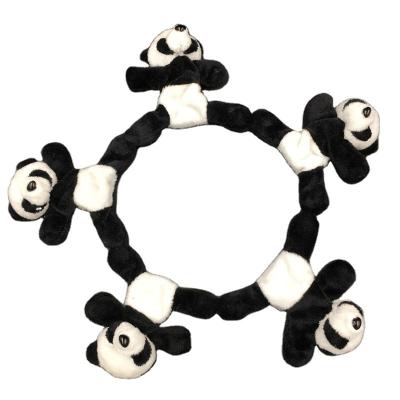 China Plush In Stock Low Different Design Little MOQ 9 Cm White And Black Panda Plush Fridge Magnet for sale