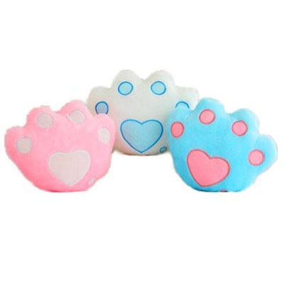 China Best Selling Cute Plush 38cm Fashion Glow In The Dark Super Soft Bear Paw Shaped Led Pillow for sale