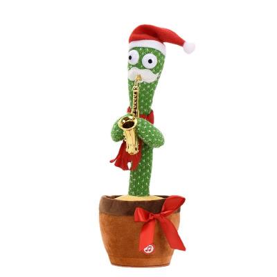 China Talking Plush Christmas Turnout Saxophone and Talking Electronic Dancing Plush Toy Twisting Singing Dancing Cactus for sale