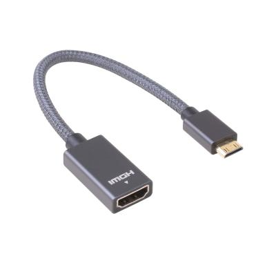 China Camera Factory Wholesale 0.3m Glod Plated Aluminum Braided Mini HDMI CM to HDMI AF 4K Extension Cable for Camcorder Camera for sale