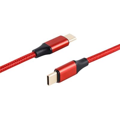 China Mobile Phone Nylon Braided USB2.0 Aluminum Type C to C Cable USB C 2.0 Data Charging Cable For Phone for sale