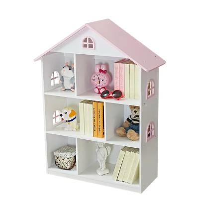 China Modern Kids Dollhouse Funny Bookcase Pretend Furniture Bedroom Toy Dollhouse Wooden Wooden Bookshelf for sale