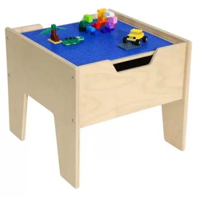 China Modern Natural Plywood Material Kids Activity Board With Storage For Kids To Play Kids To Fit Interactive Board With Lego for sale