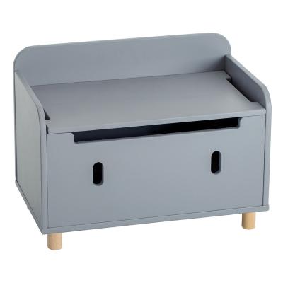 China Popular Bench Toy Chest Box Kids Children Storage MDF Gray Painted Big Large Wood Custom PANEL Baby Room for sale