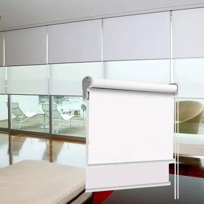 China Two Double Layer Shades Two Layers Double Blind Fabric Roller Blind Lightweight Double Filtering And Blackout Curtain for sale