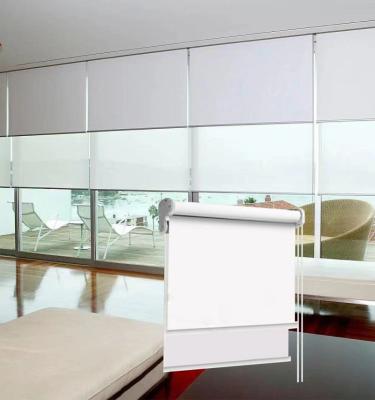 China Two layer double roller blinds with one transparent fabric and other are blackout fabric for sale