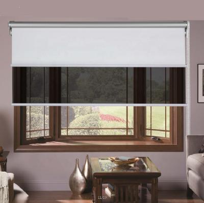 China Two Layer Good Price Double Roller Blind With Coated Fabric And Sunscreen Fabric From China for sale