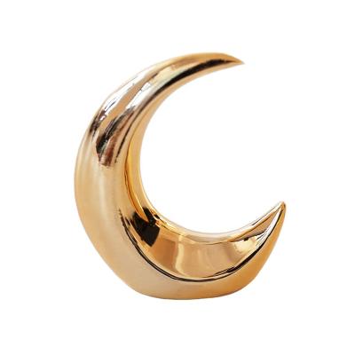 China Modern brass enamel moon. Gold Moon Ring Holder Ring Storage For Jewelry Engagement Wedding Ring Display Holder Stand Trinket Trays for sale