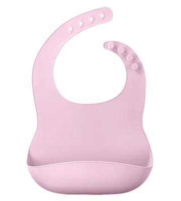 China New Kean Adult Viable Hot Sale Baby Silicone Custom Foldable Bib Waterproof Button Soft With Crumb Catcher for sale