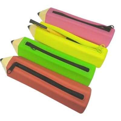 China Schools & Wholesale Custom Offices Shape Silicone Pencil Pouch Case for sale