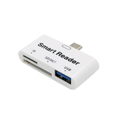 China Mobile Phone 3 in 1 Type C Hub 2.0 Type C HUB OTG Card Reader Type C 3.0 USB 3.0 Card Reader for sale