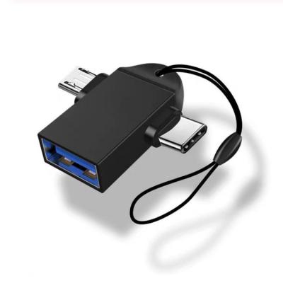 China High Quality Mobile Phone 2 in 1 USB C to USB3.0 Micro USB OTG Adapter Type C OTG Adapter for sale