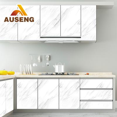 China Modern High Quality Marble PVC Wall Sticker Backsplash High Temperature Oil Proof Foil Kitchen Wallpaper for sale