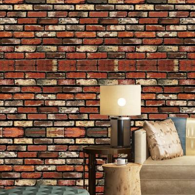 China Hottest Brick Cabinet Self Adhesive Wallpaper Sticker Roll 3D Modern Wallpaper Stickers Para Peeled for sale